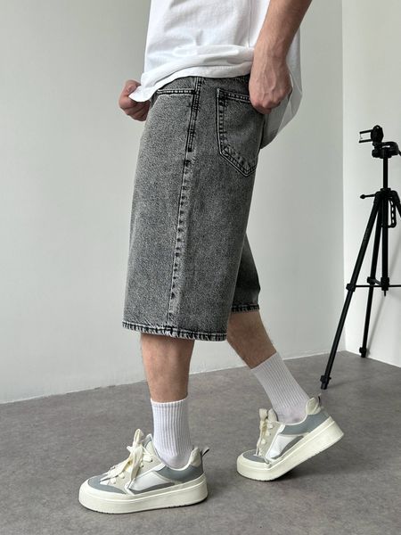 Мужские джинсовые шорты Baggy в сером цвете sh00811k-28 фото