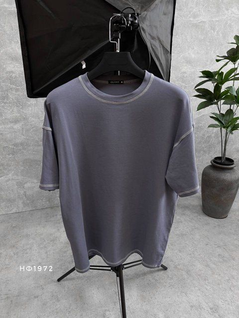 Мужская oversize футболка в графитовом цвете нф1972 фото