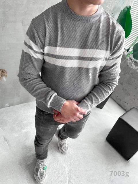 Мужской свитер в сером цвете 7003g фото