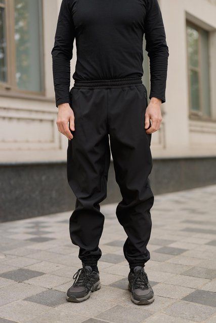 Мужские брюки Softshell на флисе в черном цвете 1402837161 фото