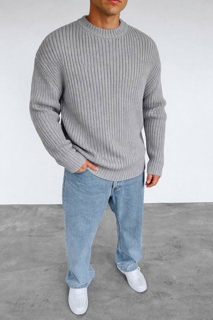 Чоловічий oversize светр у графітовому кольорі a0148gr фото