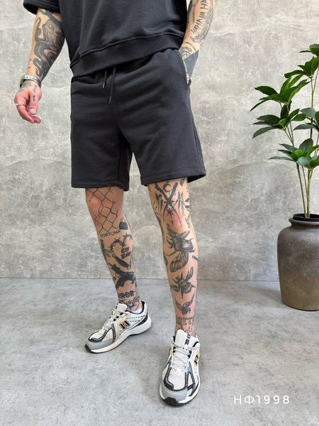 Чоловічі трикотажні oversize шорти у темно-сірому кольорі нф1998 фото