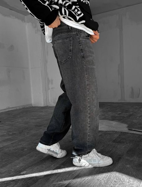 Мужские широкие джинсы Baggy в темно-сером цвете bg-t326-300 фото