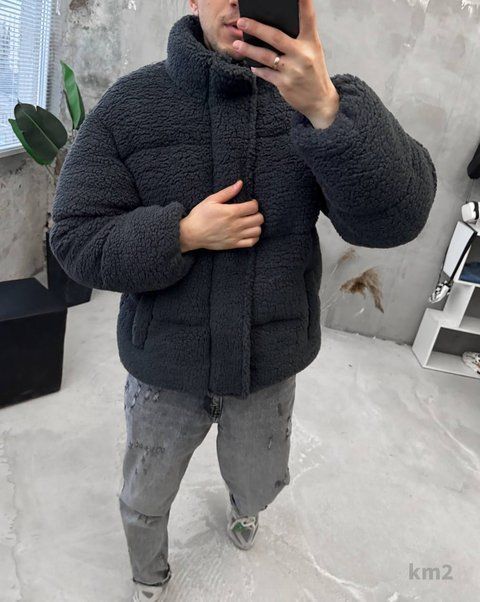 Мужская oversize куртка в графитовом цвете km2w фото