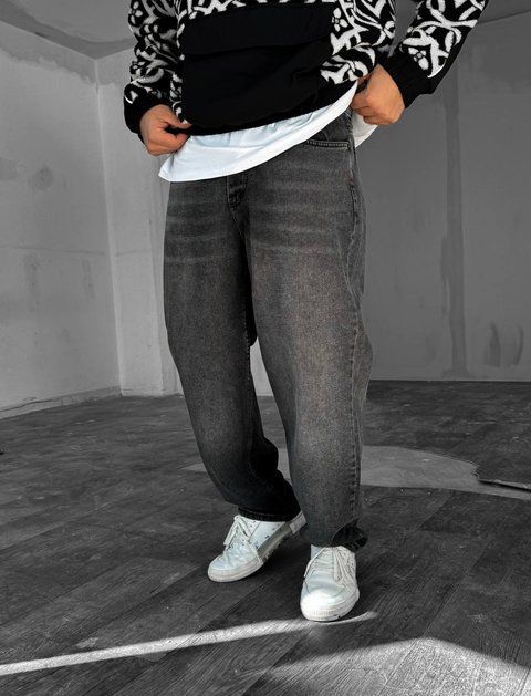 Мужские широкие джинсы Baggy в темно-сером цвете bg-t326-300 фото