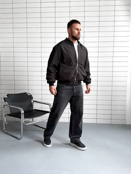 Мужской oversize бомбер из плащевки в черном цвете rd537bla-S фото