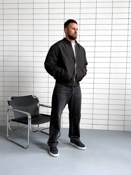 Мужской oversize бомбер из плащевки в черном цвете rd537bla-S фото