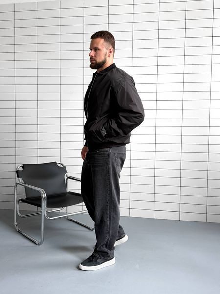 Мужской oversize бомбер из плащевки в черном цвете rd537bla-S фото