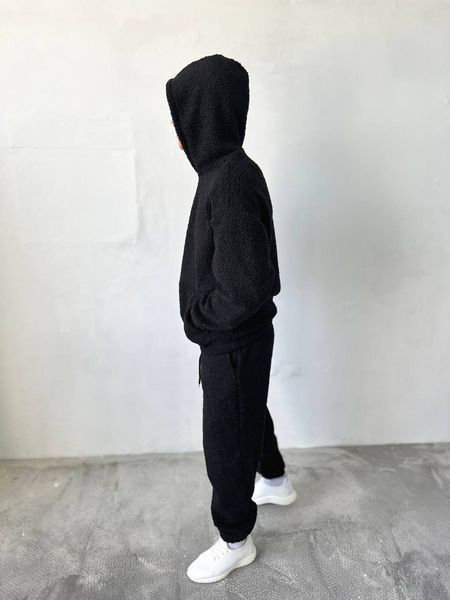 Чоловічий oversize костюм худі+штани у чорному кольорі vz-k40blc фото