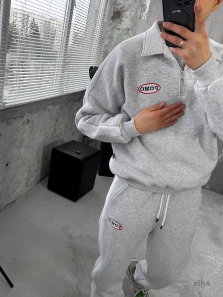 Чоловічий oversize костюм на флісі у світло-сірому кольорі aln4k фото