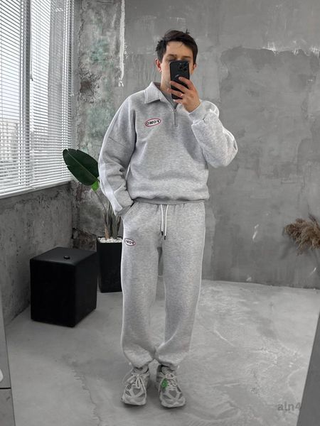Чоловічий oversize костюм на флісі у світло-сірому кольорі aln4k фото