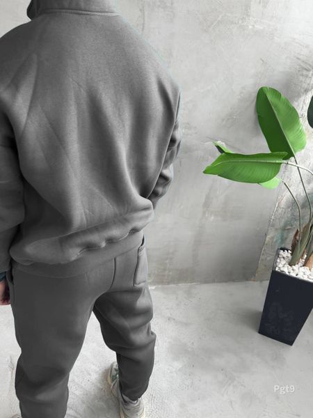 Чоловічий oversize костюм на флісі у темно-сірому кольорі pgt9n фото
