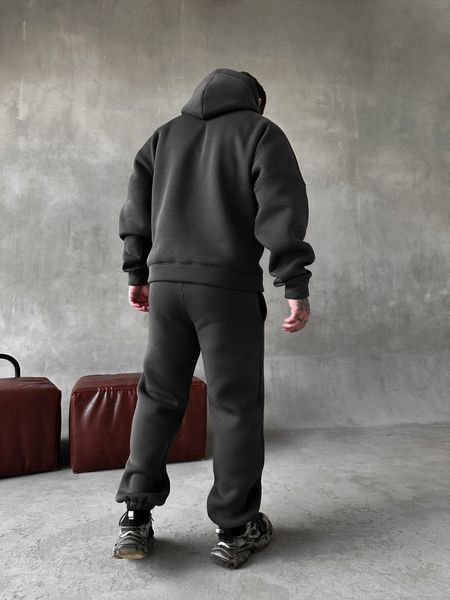 Мужской oversize спортивный костюм худи+брюки в графитовом цвете kos44 фото