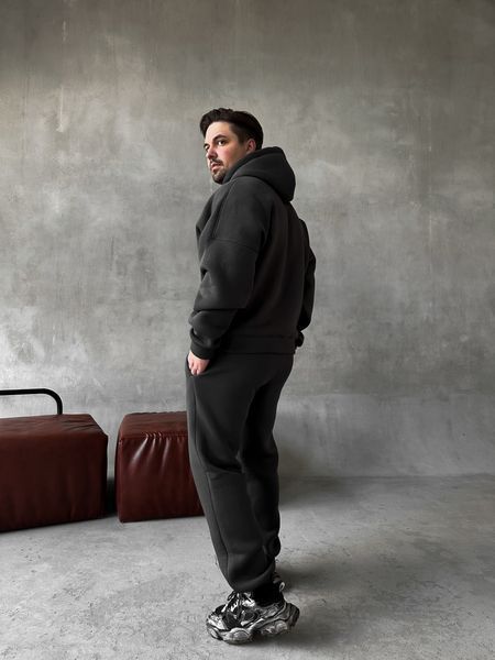Мужской oversize спортивный костюм худи+брюки в графитовом цвете kos44 фото