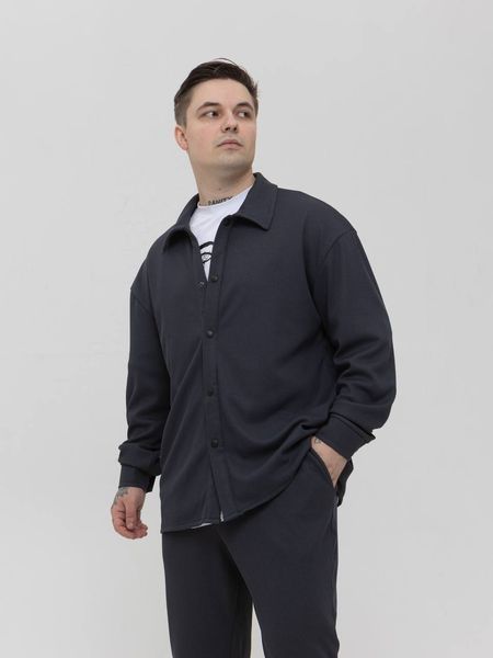 Чоловічий трикотажний oversize костюм у графітовому кольорі rb14 фото