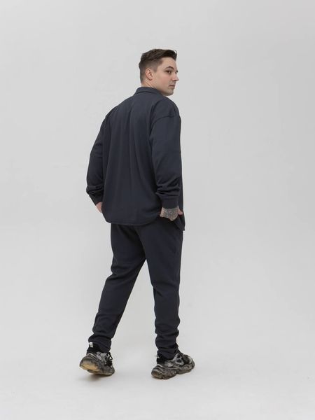 Чоловічий трикотажний oversize костюм у графітовому кольорі rb14 фото
