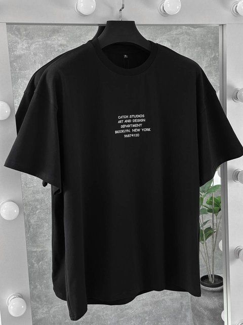 Мужская oversize футболка в черном цвете нф1977 фото