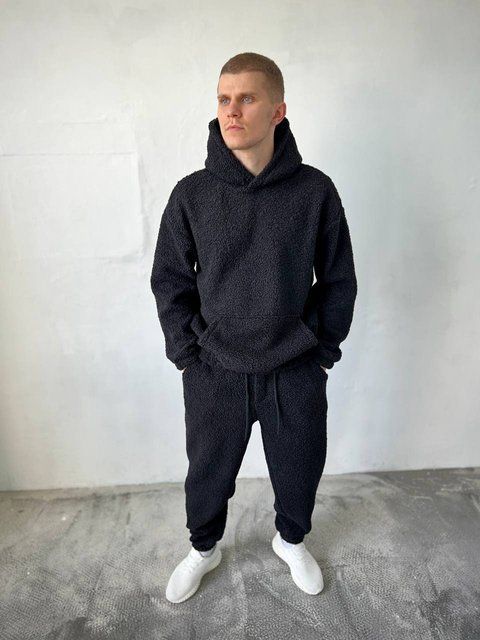 Мужской oversize костюм худи+брюки в черном цвете vz-k40blc фото