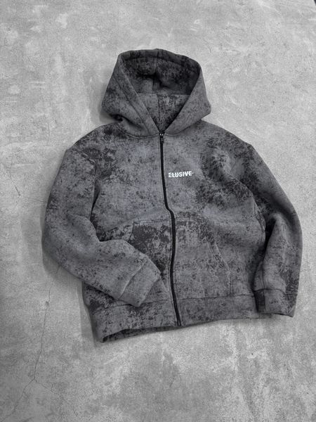 Чоловіча кофта на флісі з принтом у сірому кольорі xu11 фото