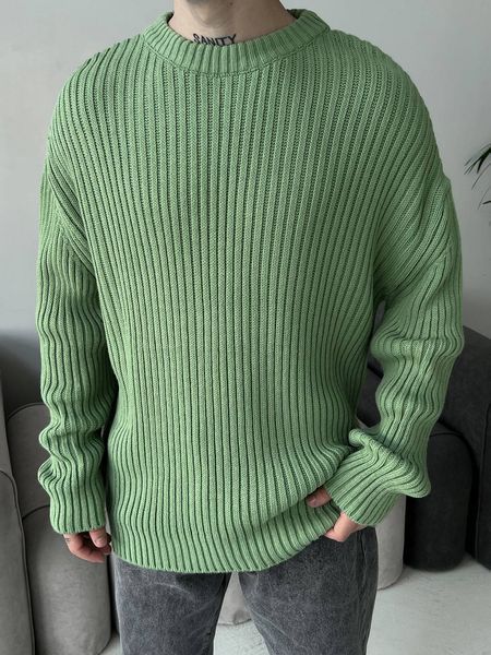Мужской oversize свитер в зеленом цвете mr102 фото