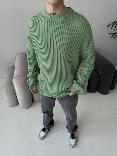 Мужской oversize свитер в зеленом цвете mr102 фото