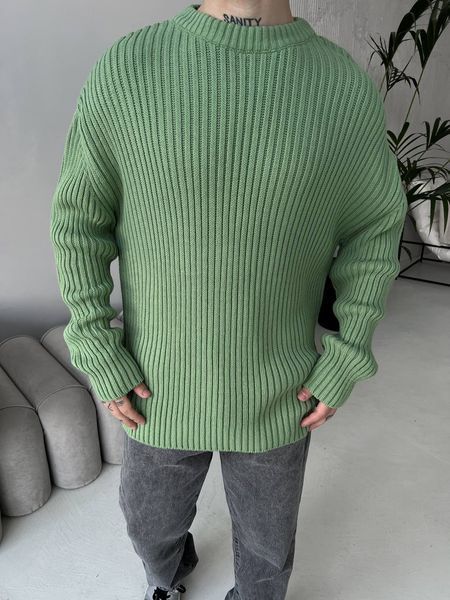 Мужской oversize свитер в зеленом цвете mr102 фото