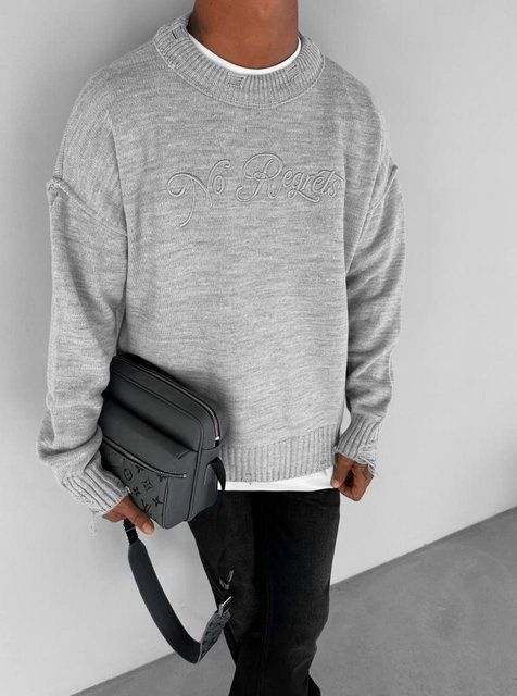 Мужской свитер oversize в сером цвете tt126n фото
