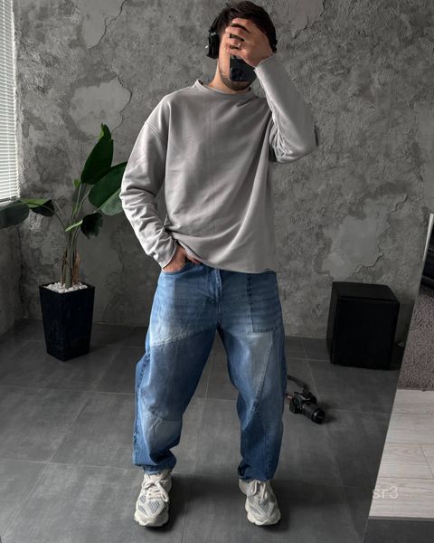 Мужской свитшот oversize в сером цвете sr3-S фото