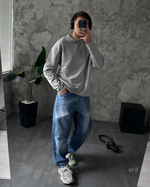 Мужской свитшот oversize в сером цвете sr3-S фото