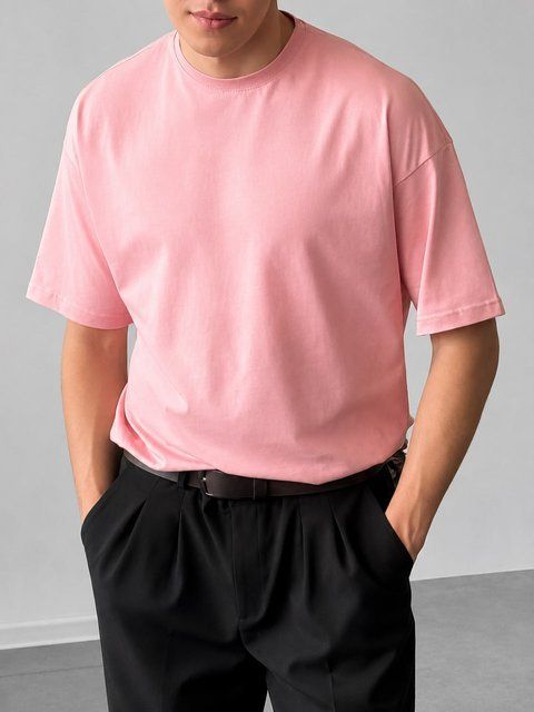 Мужская oversize футболка в розовом цвете fi5-S фото