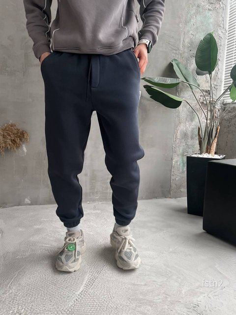 Мужские oversize джоггеры на флисе в темно-сером цвете fstn2 фото