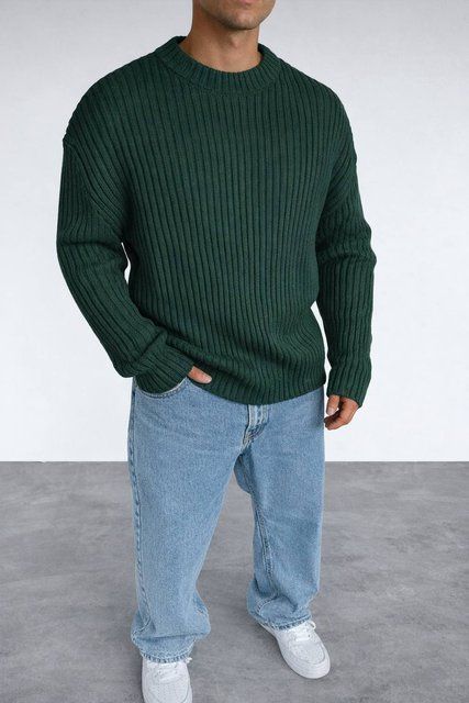 Чоловічий oversize светр у зеленому кольорі a0148green фото
