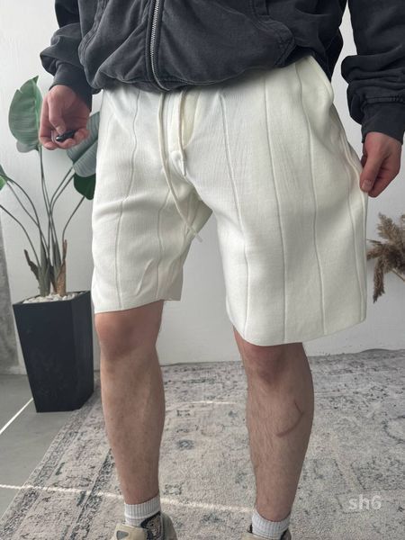 Мужские oversize шорты в бежевом цвете sh6 фото
