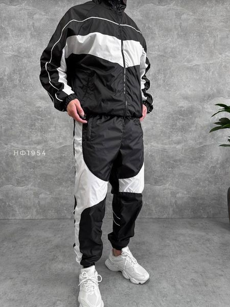 Мужской oversize костюм из плащевки в черном цвете нф1954 фото
