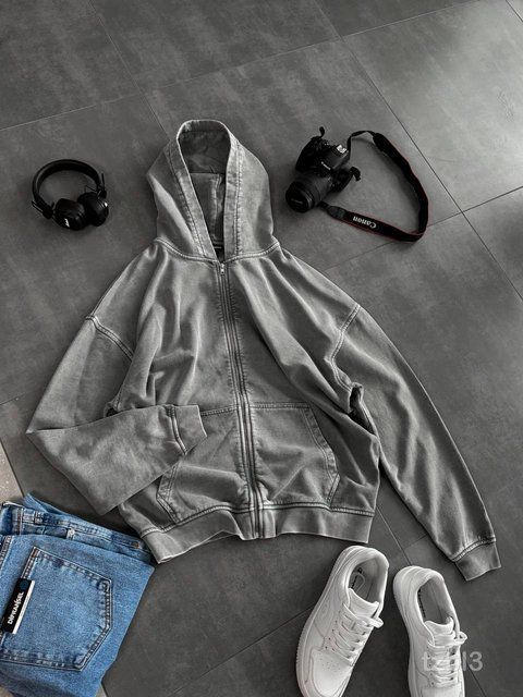 Мужская oversize кофта в сером цвете tzbl3 фото