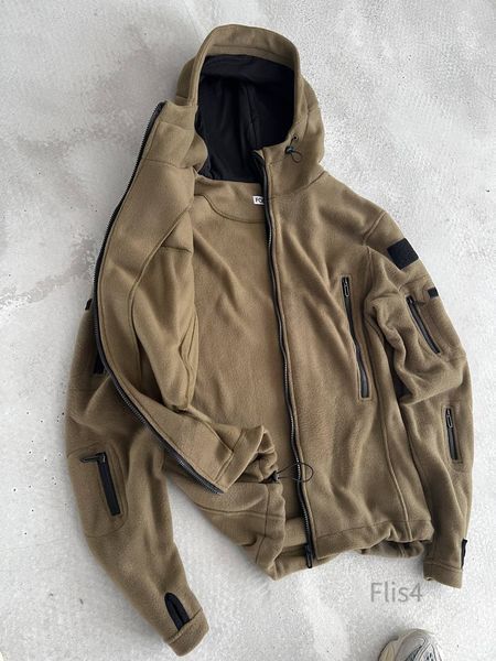 Чоловіча флісова oversize кофта у кольорі хакі flis4 фото