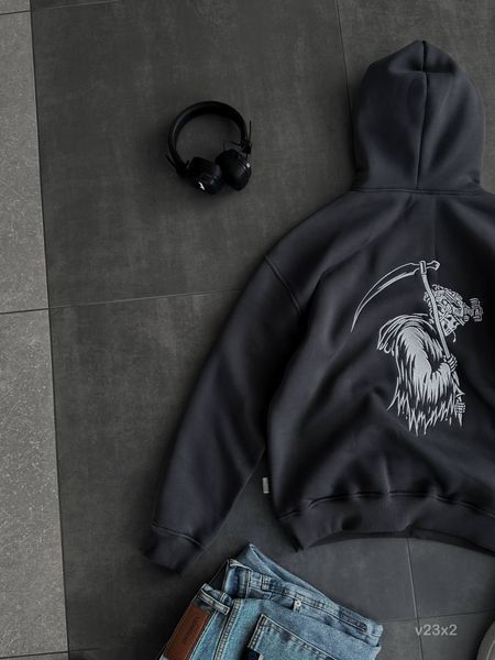 Чоловіче oversize худі у графітовому кольорі v23x2 фото