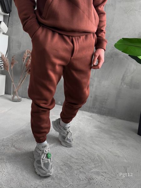 Мужской oversize костюм на флисе в коричневом цвете pgt12n фото