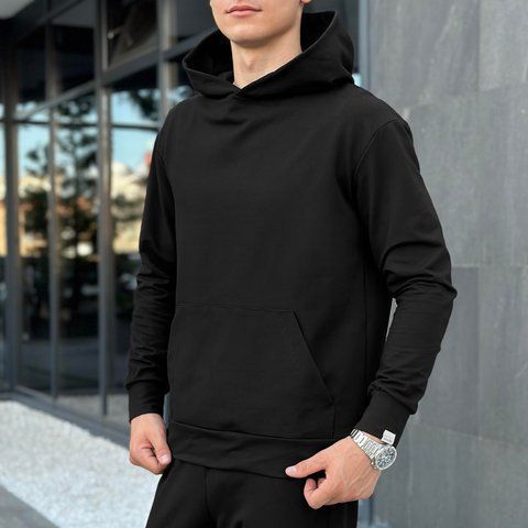 Чоловіче oversize худі у чорному кольорі blhu2745ba фото
