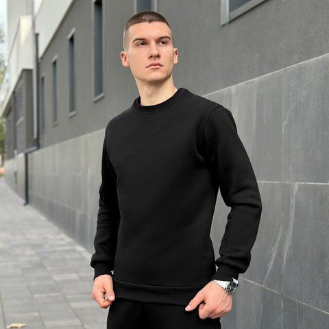 Чоловічий зимовий світшот у чорному кольорі blss1086ba фото