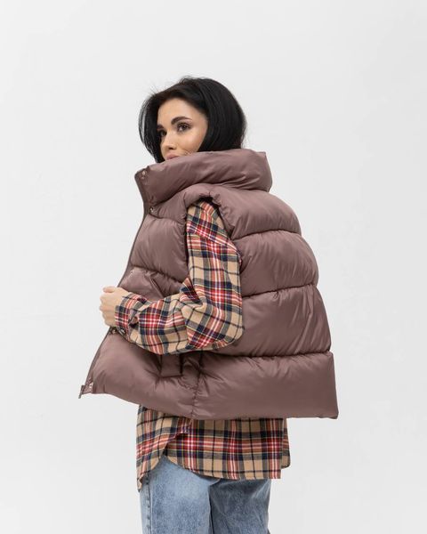 Женский oversize жилет в коричневом цвете zh7 фото