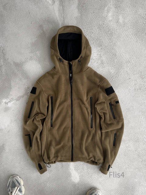 Чоловіча флісова oversize кофта у кольорі хакі flis4 фото