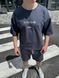 Чоловічий oversize костюм футболка + шорти у темно-сірому кольорі нф1850 фото 1