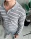 Мужской свитер в полоску в сером цвете polos3 фото 6