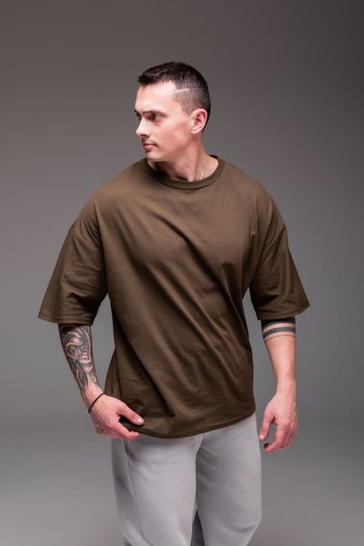 Мужская oversize футболка в цвете хаки 2387kh фото