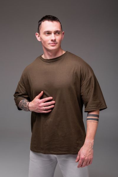 Мужская oversize футболка в цвете хаки 2387kh фото