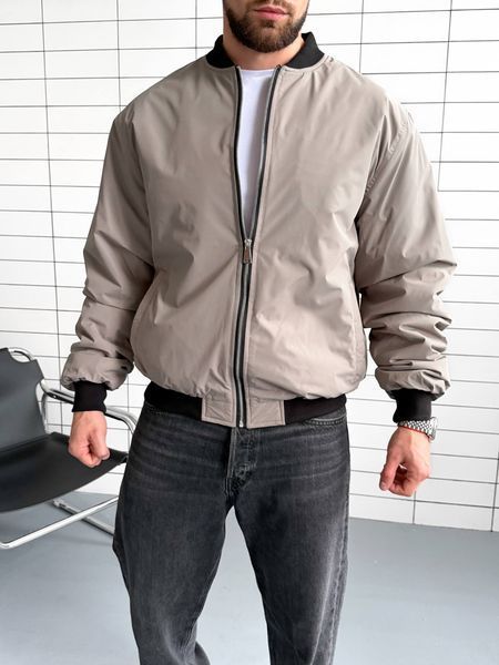 Мужской oversize бомбер из плащевки в бежевом цвете rd539bga-S фото