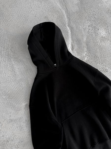 Чоловіче oversize худі на флісі у чорному кольорі x1_flis фото
