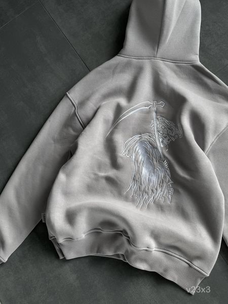Чоловіче oversize худі у сірому кольорі v23x3 фото
