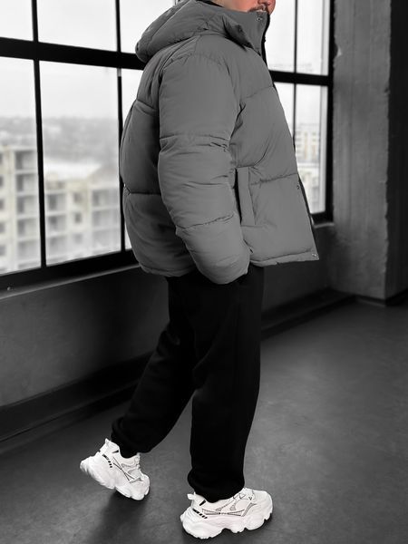 Чоловічий пуховик oversize у сірому кольорі dp24n фото